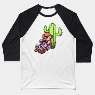 Wild West Pig With Cactus Baseball T-Shirt